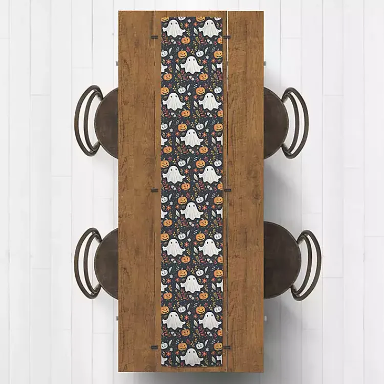 Halloween>Kirklands Home Ghosts and Pumpkins Halloween Table Runner, 90 in.