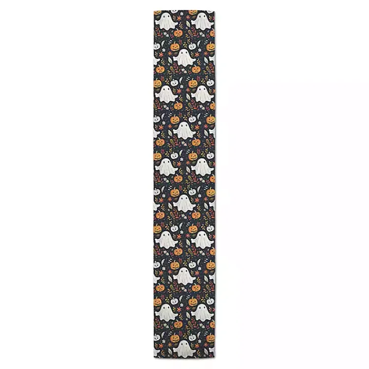 Halloween>Kirklands Home Ghosts and Pumpkins Halloween Table Runner, 90 in.