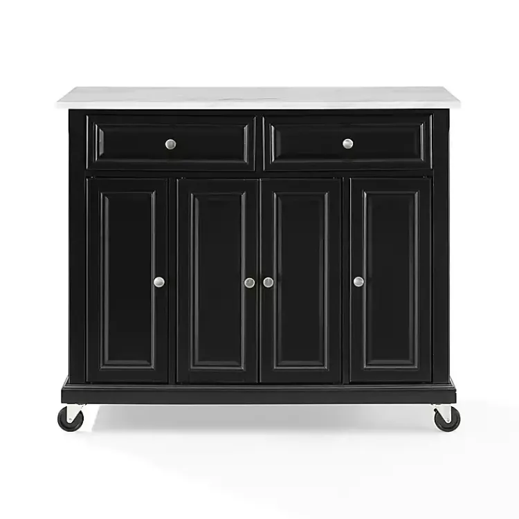 Kirklands Home Gia Black and White Marble Kitchen Island New