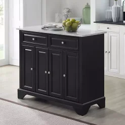 Kirklands Home Gia Black and White Marble Kitchen Island New