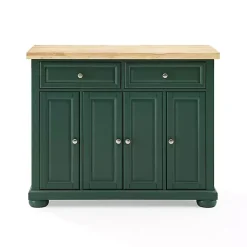 Kirklands Home Gia Forest Green Wood Kitchen Island Discount