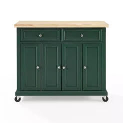 Kirklands Home Gia Forest Green Wood Kitchen Island Discount