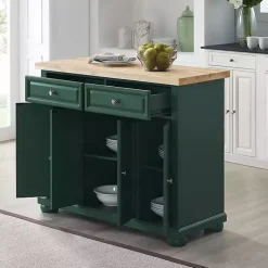 Kirklands Home Gia Forest Green Wood Kitchen Island Discount
