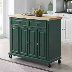 Kirklands Home Gia Forest Green Wood Kitchen Island Discount