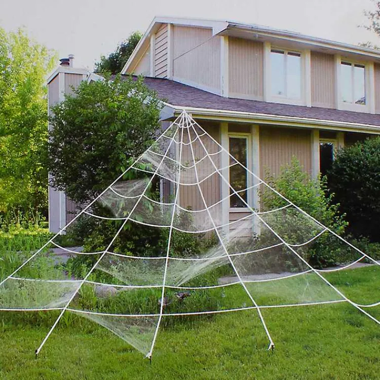 Halloween>Kirklands Home Giant Spider Web Outdoor Halloween Decoration White