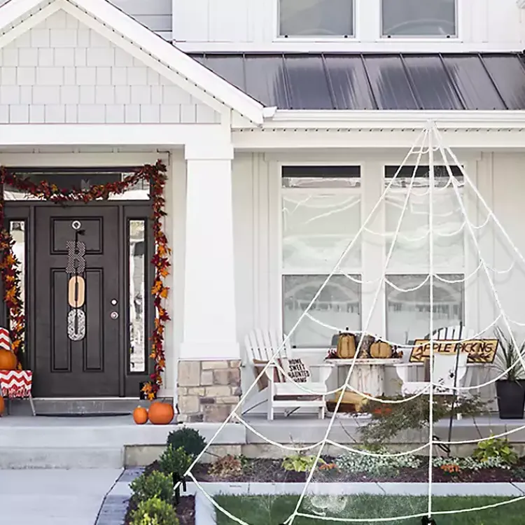 Halloween>Kirklands Home Giant Spider Web Outdoor Halloween Decoration White