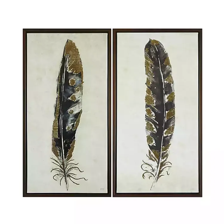 Kirklands Home Gilded Feathers Canvas Art Prints, Set of 2 Discount