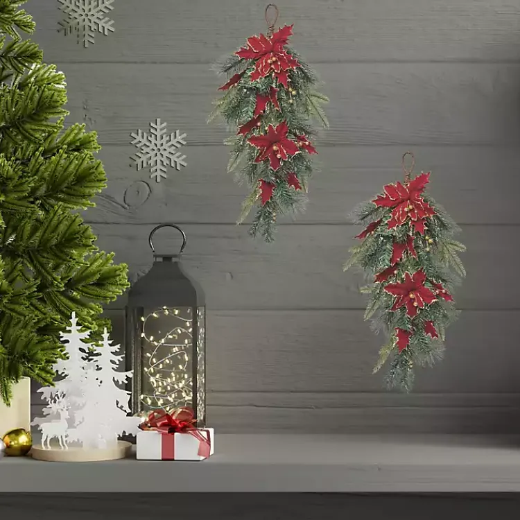 Christmas Wreaths>Kirklands Home Gilded Poinsettia Christmas Swag