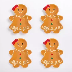 Kirklands Home Gingerbread Girl Appetizer Plates, Set of 4 Brown Best