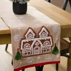 Kirklands Home Gingerbread House Christmas Table Runner, 90 in. Outlet