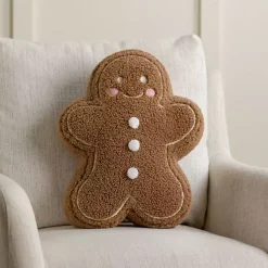 Christmas Pillows>Kirklands Home Gingerbread Man Pillow Brown