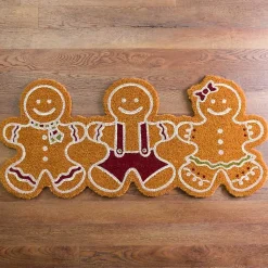Kirklands Home Gingerbread Trio Shaped Doormat Tan Outlet