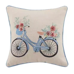 Pillows>Kirklands Home Gingham Bike Embroidered Pillow