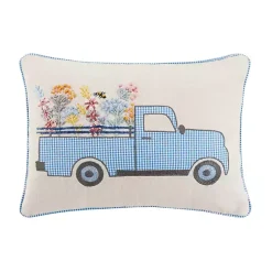 Pillows>Kirklands Home Gingham Truck Embroidered Lumbar Pillow
