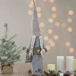 Christmas Decorations>Kirklands Home Girl Gnome with Toy Bag Figurine Gray