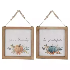 Fall>Kirklands Home Give Thanks & Be Grateful Wall Plaques, Set of 2