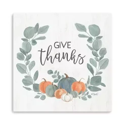Fall>Kirklands Home Give Thanks Eucalyptus Pumpkin Giclee Canvas Print