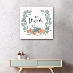 Fall>Kirklands Home Give Thanks Eucalyptus Pumpkin Giclee Canvas Print