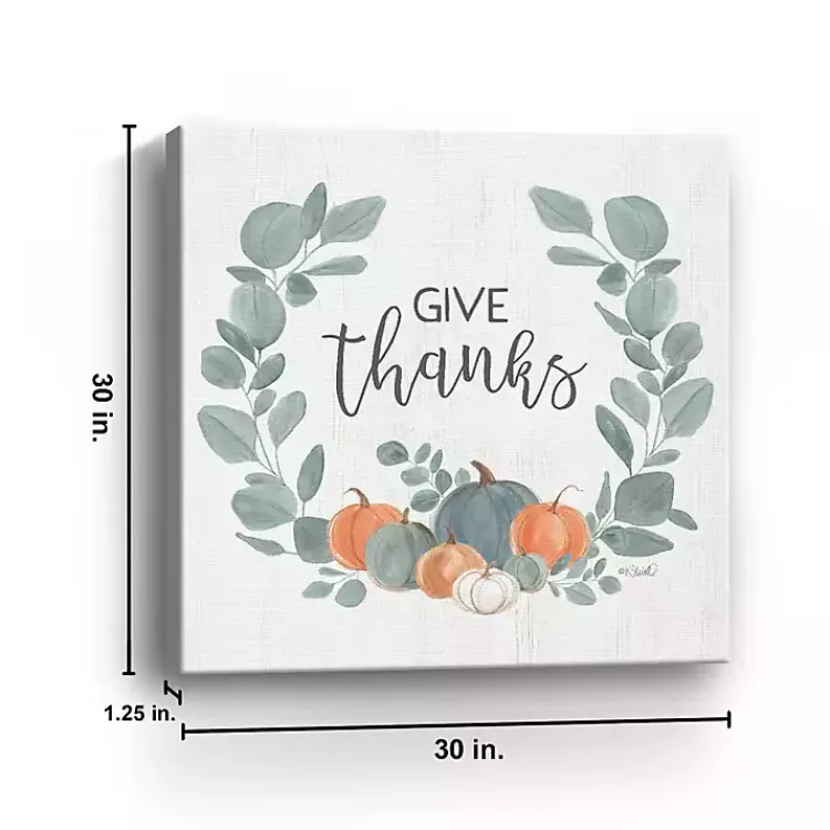Fall>Kirklands Home Give Thanks Eucalyptus Pumpkin Giclee Canvas Print