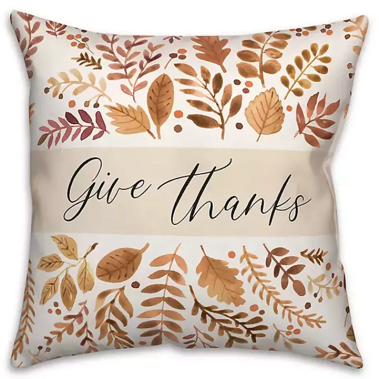 Fall>Kirklands Home Give Thanks Outdoor Throw Pillow