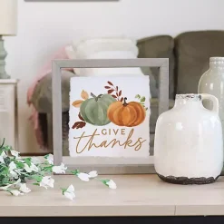 Fall>Kirklands Home Give Thanks Pumpkin Duo Framed Wall Plaque