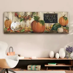 Fall>Kirklands Home Give Thanks Pumpkins Canvas Art Print