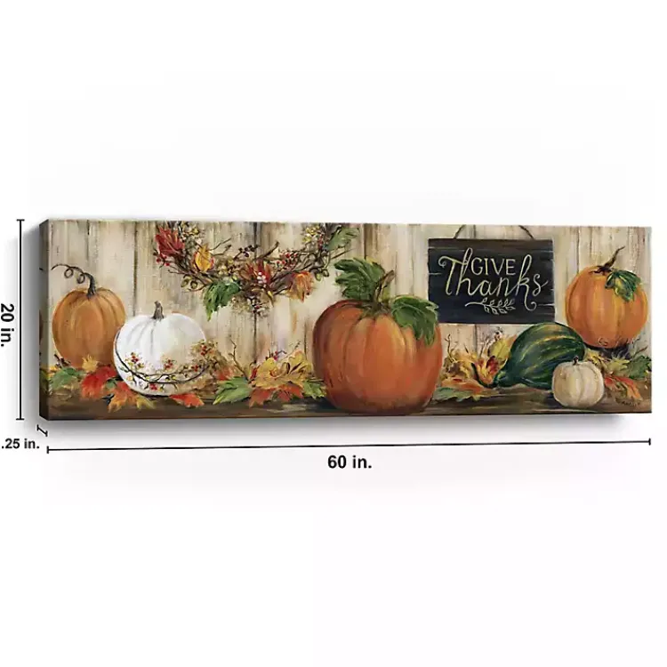 Fall>Kirklands Home Give Thanks Pumpkins Canvas Art Print