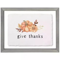 Fall>Kirklands Home Give Thanks Pumpkins Framed Wall Plaque