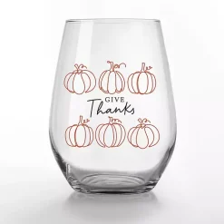 Fall>Kirklands Home Give Thanks Pumpkins Wine Glasses, Set of 2