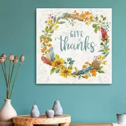 Fall>Kirklands Home Give Thanks Wreath Canvas Art Print Multi