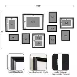 Kirklands Home Glam Black 10-pc. Gallery Wall Frame Set New
