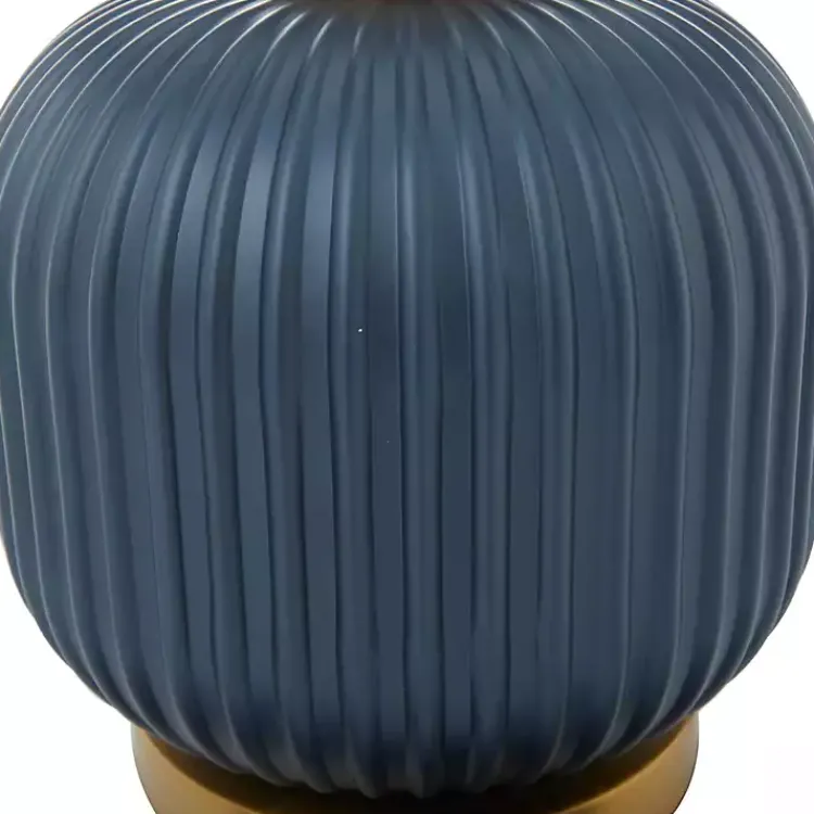 Kirklands Home Glass Base Round Velvet Shade Table Lamp Blue