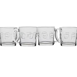 Kirklands Home Glass Embossed Coffee Mugs, Set of 4 Clear Online