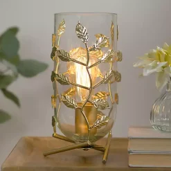 Kirklands Home Glass Leaf Uplight Gold Discount