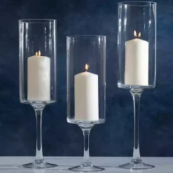 Candle Holders>Kirklands Home Glass Stem Hurricanes, Set of 3 Clear
