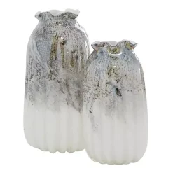 Vases>Kirklands Home Glazed Gray Glass Vases, Set of 2