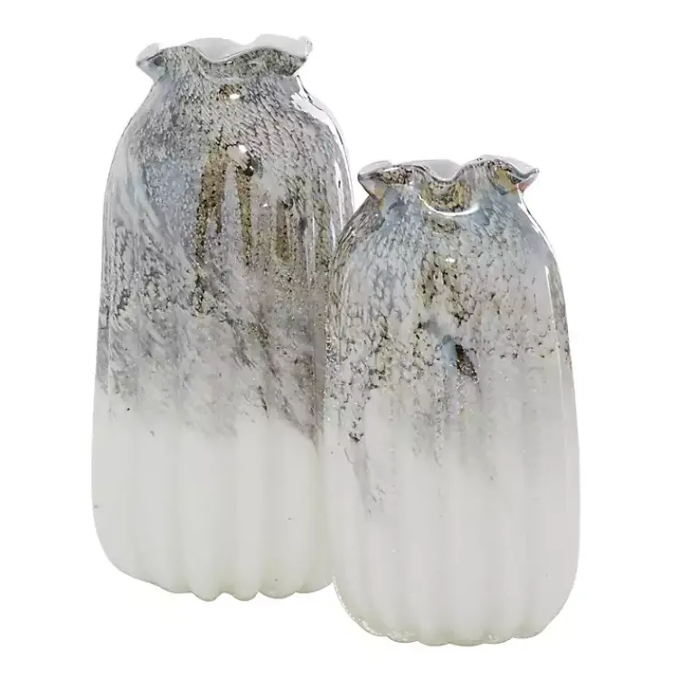 Vases>Kirklands Home Glazed Gray Glass Vases, Set of 2