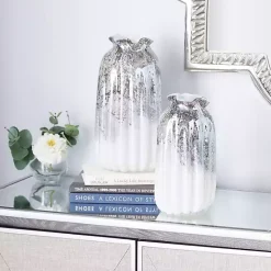 Vases>Kirklands Home Glazed Gray Glass Vases, Set of 2