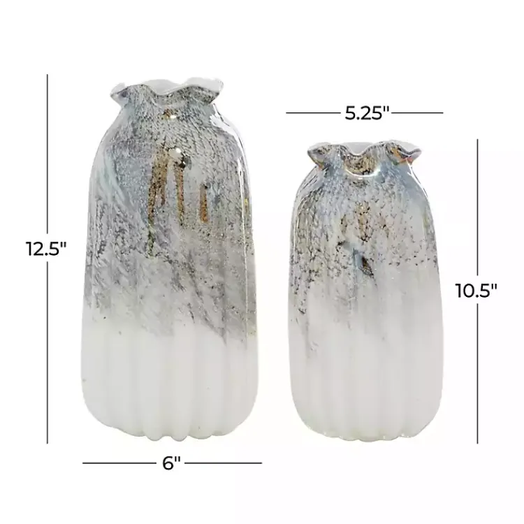 Vases>Kirklands Home Glazed Gray Glass Vases, Set of 2