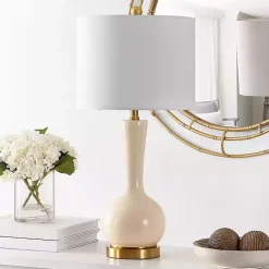 Kirklands Home Glazed Glass Teardrop Table Lamp Ivory New