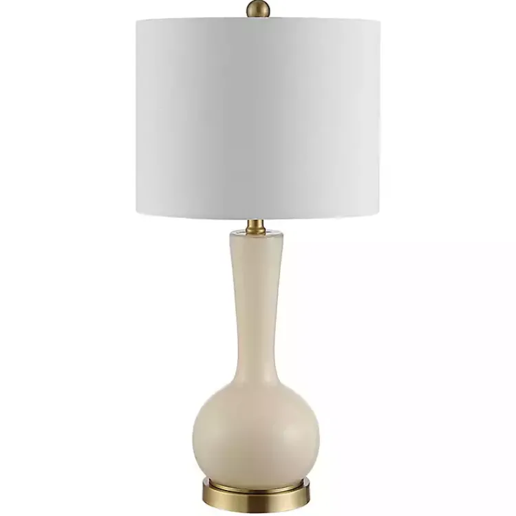 Kirklands Home Glazed Glass Teardrop Table Lamp Ivory New