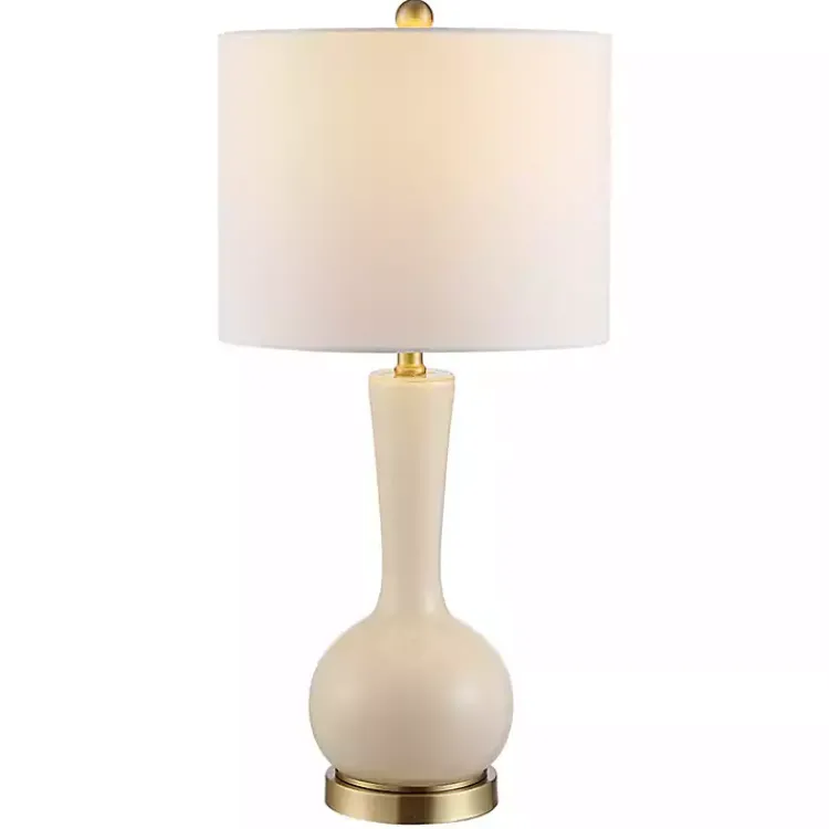 Kirklands Home Glazed Glass Teardrop Table Lamp Ivory New