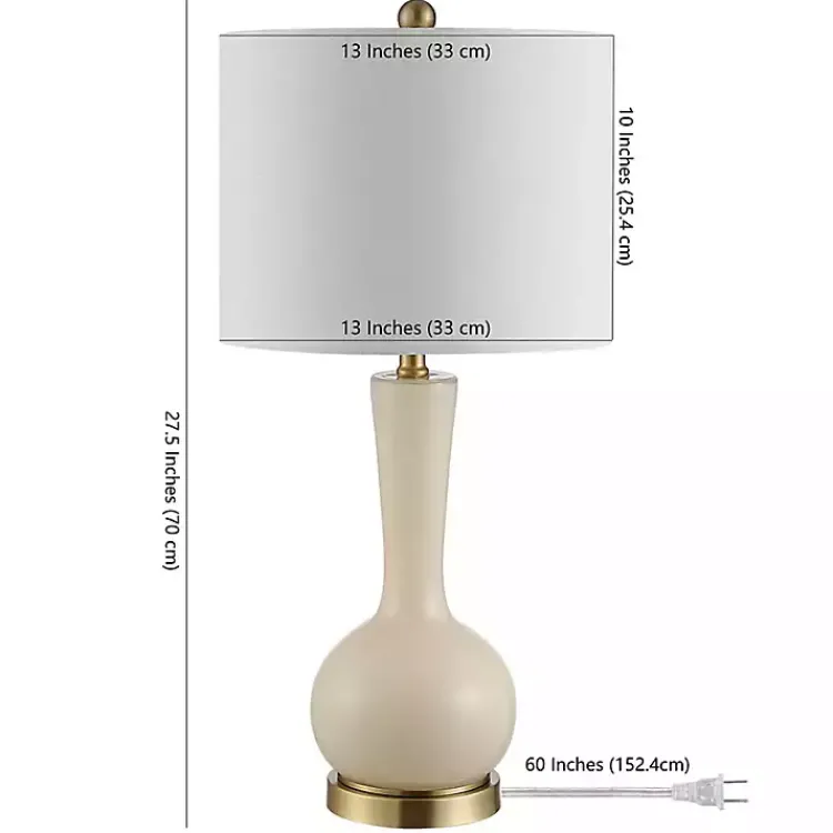 Kirklands Home Glazed Glass Teardrop Table Lamp Ivory New