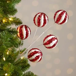 Christmas Tree Decorations>Kirklands Home Glitter Peppermint Swirl Christmas Tree Pick