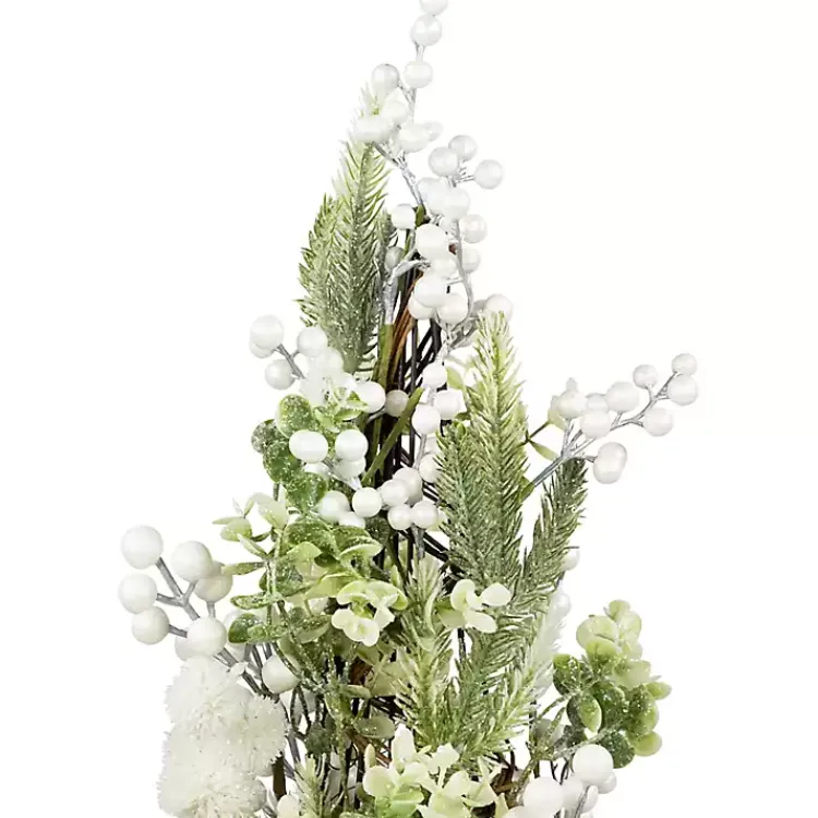 Christmas Arrangements & Garland>Kirklands Home Glitter Pine and Berry Mini Christmas Tree