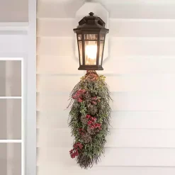 Christmas Wreaths>Kirklands Home Glitter Pinecone and Berry Teardrop Swag