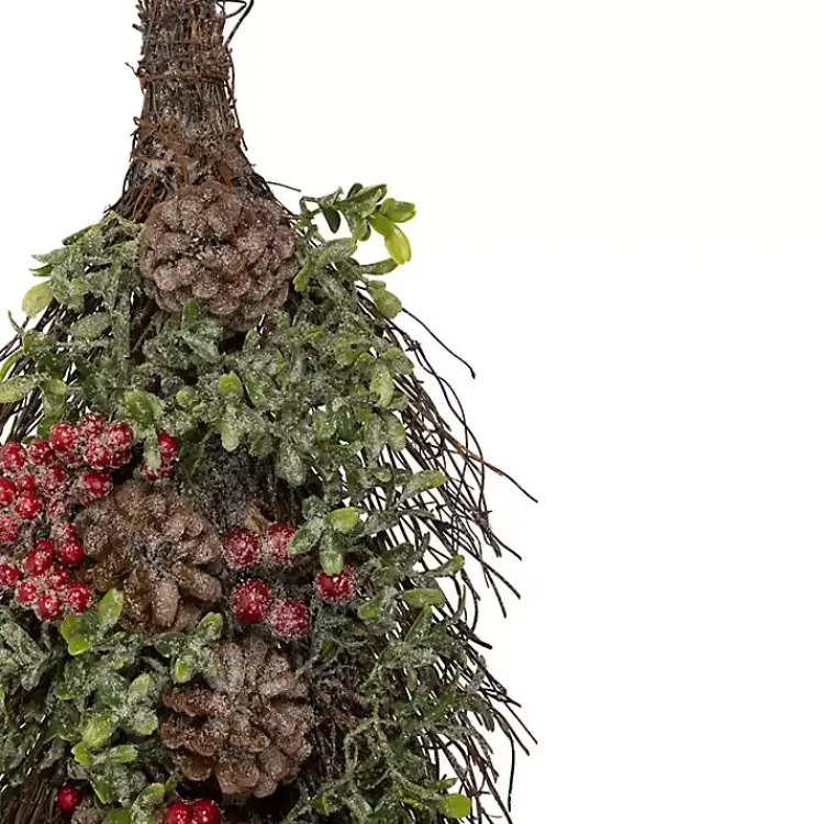 Christmas Wreaths>Kirklands Home Glitter Pinecone and Berry Teardrop Swag