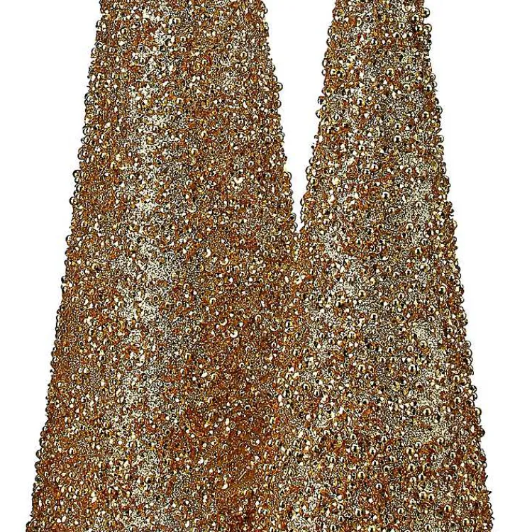 Christmas Decorations>Kirklands Home Glittered Cone Tabletop Trees, Set of 3 Gold
