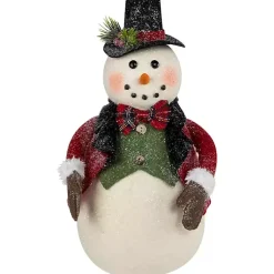 Christmas Decorations>Kirklands Home Glittered Snowman with Vest Figurine