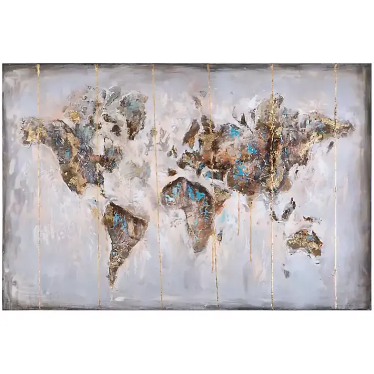 Kirklands Home Glittering Abstract World Map Art Print, 47x32 in. Clearance